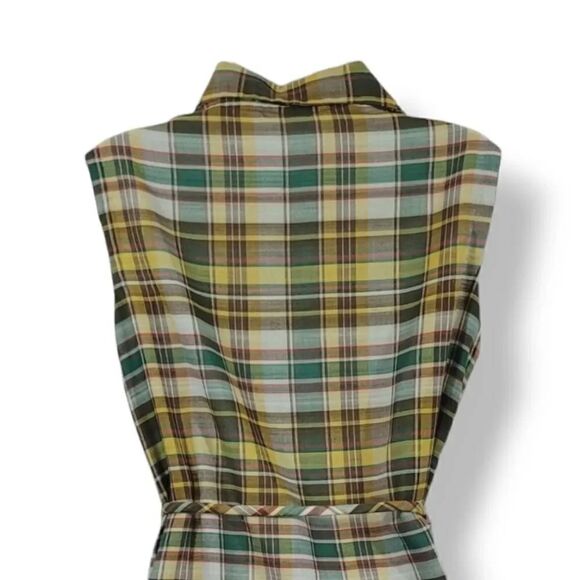 Vintage 60's Handmade Tartan Plaid House Dress Frock Modern Size 10/12 - Picture 4 of 7